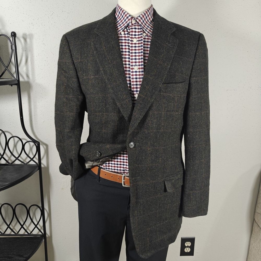 Boat‎ House Row Men's Tweed Sport Coat Blazer Two Button Lambs Wool Size 44L